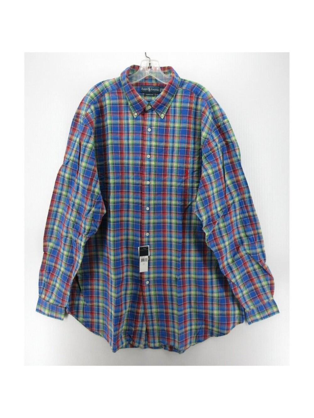Ralph Lauren Shirt XXL Tall Linen Blend Plaid Classic Fit Button Down